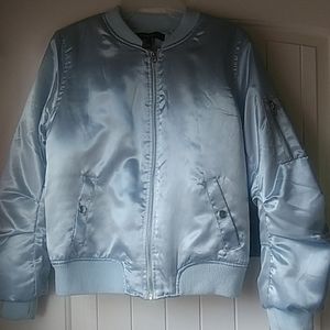Light Blue Satin Bomber Jacket